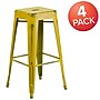 Flash Furniture Commercial Grade 30" High Backless Distressed Yellow Metal Indoor-Outdoor Barstool, 4 Pack (4ETBT350330YL)~#|#~sp137088300_sc7