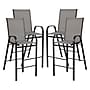 Flash Furniture Brazos Series Gray Stackable Outdoor Barstools with Flex Comfort Material and Metal Frame, 4 Pack (4JJ092HGR)~#|#~sp137088321_sc7