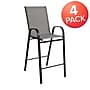Flash Furniture Brazos Series Gray Stackable Outdoor Barstools with Flex Comfort Material and Metal Frame, 4 Pack (4JJ092HGR)~#|#~sp137088444_sc7