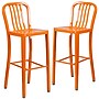 Flash Furniture Commercial Grade 30" High Orange Metal Indoor-Outdoor Barstool with Vertical Slat Back, 2 Pack (2CH6120030OR)~#|#~sp137088455_sc7