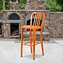Flash Furniture Commercial Grade 30" High Orange Metal Indoor-Outdoor Barstool with Vertical Slat Back, 2 Pack (2CH6120030OR)~#|#~sp137088471_sc7