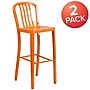 Flash Furniture Commercial Grade 30" High Orange Metal Indoor-Outdoor Barstool with Vertical Slat Back, 2 Pack (2CH6120030OR)~#|#~sp137088474_sc7
