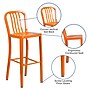 Flash Furniture Commercial Grade 30" High Orange Metal Indoor-Outdoor Barstool with Vertical Slat Back, 2 Pack (2CH6120030OR)~#|#~sp137088480_sc7