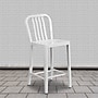 Flash Furniture 24" High White Metal Indoor-Outdoor Counter Height Stool with Vertical Slat Back, 2 Pack (2CH6120024WH)~#|#~sp137088503_sc7