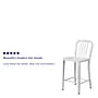 Flash Furniture 24" High White Metal Indoor-Outdoor Counter Height Stool with Vertical Slat Back, 2 Pack (2CH6120024WH)~#|#~sp137088509_sc7
