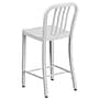 Flash Furniture 24" High White Metal Indoor-Outdoor Counter Height Stool with Vertical Slat Back, 2 Pack (2CH6120024WH)~#|#~sp137088515_sc7