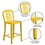 Flash Furniture 24" High Yellow Metal Indoor-Outdoor Counter Height Stool with Vertical Slat Back, 2 Pack (2CH6120024YL)~#|#~sp137088651_sc7