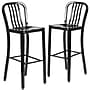 Flash Furniture Commercial Grade 30" High Black Metal Indoor-Outdoor Barstool with Vertical Slat Back, 2 Pack (2CH6120030BK)~#|#~sp137088724_sc7