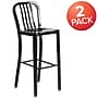 Flash Furniture Commercial Grade 30" High Black Metal Indoor-Outdoor Barstool with Vertical Slat Back, 2 Pack (2CH6120030BK)~#|#~sp137088938_sc7