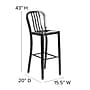 Flash Furniture Commercial Grade 30" High Black Metal Indoor-Outdoor Barstool with Vertical Slat Back, 2 Pack (2CH6120030BK)~#|#~sp137088946_sc7