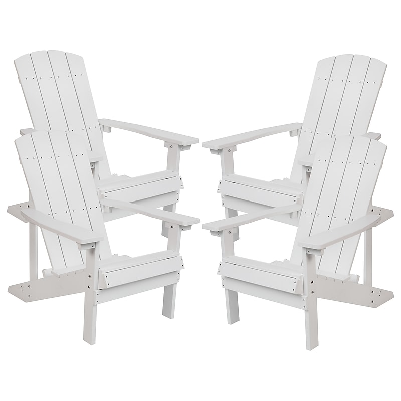 Flash Furniture Charlestown All-Weather Poly Resin Wood Adirondack Chairs, White, 4/Pack (4JJC14501WH) image 1