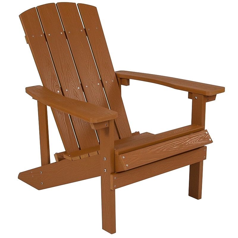 Flash Furniture Charlestown All-Weather Poly Resin Wood Adirondack Chair, Teak (JJC14501TEAK) image 1