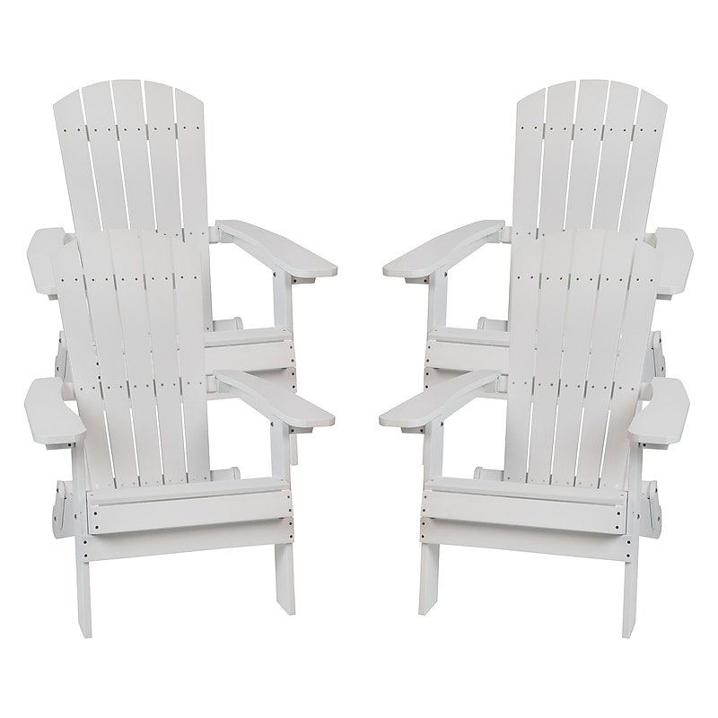 Flash Furniture Charlestown All-Weather Poly Resin Folding Adirondack Chair in White, 4 Pack (4JJC14505WH) image 1