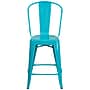 Flash Furniture Commercial 24" High Crystal Teal-Blue Metal Indoor-Outdoor Counter Height Stool with Back, 4 Pack (4ET353424CB)~#|#~sp137090592_sc7