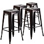 Flash Furniture 30" High Backless Black-Antique Gold Metal Indoor-Outdoor Barstool with Square Seat, 4 Pack (4CH3132030BQ)~#|#~sp137090615_sc7