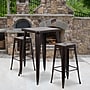 Flash Furniture 30" High Backless Black-Antique Gold Metal Indoor-Outdoor Barstool with Square Seat, 4 Pack (4CH3132030BQ)~#|#~sp137090621_sc7