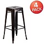Flash Furniture 30" High Backless Black-Antique Gold Metal Indoor-Outdoor Barstool with Square Seat, 4 Pack (4CH3132030BQ)~#|#~sp137090622_sc7