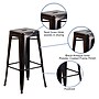 Flash Furniture 30" High Backless Black-Antique Gold Metal Indoor-Outdoor Barstool with Square Seat, 4 Pack (4CH3132030BQ)~#|#~sp137090625_sc7