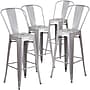 Flash Furniture Commercial Grade 30" High Silver Metal Indoor-Outdoor Barstool with Removable Back, 4 Pack (4CH3132030GBSIL)~#|#~sp137090638_sc7
