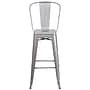 Flash Furniture Commercial Grade 30" High Silver Metal Indoor-Outdoor Barstool with Removable Back, 4 Pack (4CH3132030GBSIL)~#|#~sp137090667_sc7