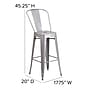 Flash Furniture Commercial Grade 30" High Silver Metal Indoor-Outdoor Barstool with Removable Back, 4 Pack (4CH3132030GBSIL)~#|#~sp137090671_sc7