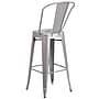 Flash Furniture Commercial Grade 30" High Silver Metal Indoor-Outdoor Barstool with Removable Back, 4 Pack (4CH3132030GBSIL)~#|#~sp137090674_sc7