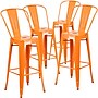 Flash Furniture Commercial Grade 30" High Orange Metal Indoor-Outdoor Barstool with Removable Back, 4 Pack (4CH3132030GBOR)~#|#~sp137090725_sc7