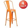 Flash Furniture Commercial Grade 30" High Orange Metal Indoor-Outdoor Barstool with Removable Back, 4 Pack (4CH3132030GBOR)~#|#~sp137090746_sc7