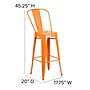 Flash Furniture Commercial Grade 30" High Orange Metal Indoor-Outdoor Barstool with Removable Back, 4 Pack (4CH3132030GBOR)~#|#~sp137090752_sc7