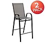 Flash Furniture Brazos Series Gray Stackable Outdoor Barstools with Flex Comfort Material and Metal Frame, 2 Pack (2JJ092HGR)~#|#~sp137090769_sc7