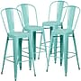 Flash Furniture Commercial Grade 30" High Mint Green Metal Indoor-Outdoor Barstool with Back, 4 Pack (4ET353430MINT)~#|#~sp137090794_sc7