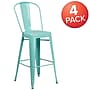 Flash Furniture Commercial Grade 30" High Mint Green Metal Indoor-Outdoor Barstool with Back, 4 Pack (4ET353430MINT)~#|#~sp137090812_sc7