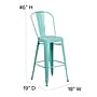 Flash Furniture Commercial Grade 30" High Mint Green Metal Indoor-Outdoor Barstool with Back, 4 Pack (4ET353430MINT)~#|#~sp137090818_sc7