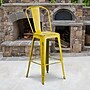 Flash Furniture Commercial Grade 30" High Distressed Yellow Metal Indoor-Outdoor Barstool with Back, 4 Pack (4ET353430YL)~#|#~sp137090874_sc7