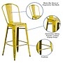 Flash Furniture Commercial Grade 30" High Distressed Yellow Metal Indoor-Outdoor Barstool with Back, 4 Pack (4ET353430YL)~#|#~sp137090886_sc7