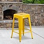 Flash Furniture 24" High Backless Yellow Metal Indoor-Outdoor Counter Height Stool with Square Seat, 4 Pack (4CH3132024YL)~#|#~sp137090898_sc7