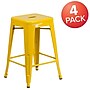 Flash Furniture 24" High Backless Yellow Metal Indoor-Outdoor Counter Height Stool with Square Seat, 4 Pack (4CH3132024YL)~#|#~sp137090901_sc7