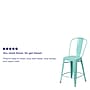 Flash Furniture Commercial Grade 24" High Mint Green Metal Indoor-Outdoor Counter Height Stool with Back, 4 Pack (4ET353424MINT)~#|#~sp137090922_sc7