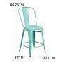 Flash Furniture Commercial Grade 24" High Mint Green Metal Indoor-Outdoor Counter Height Stool with Back, 4 Pack (4ET353424MINT)~#|#~sp137090925_sc7