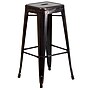 Flash Furniture 30" High Backless Black-Antique Gold Metal Indoor-Outdoor Barstool with Square Seat, 4 Pack (4CH3132030BQ)~#|#~sp137090930_sc7