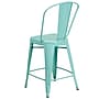 Flash Furniture Commercial Grade 24" High Mint Green Metal Indoor-Outdoor Counter Height Stool with Back, 4 Pack (4ET353424MINT)~#|#~sp137091028_sc7