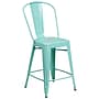 Flash Furniture Commercial Grade 24" High Mint Green Metal Indoor-Outdoor Counter Height Stool with Back, 4 Pack (4ET353424MINT)~#|#~sp137091032_sc7