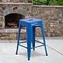 Flash Furniture 24" High Backless Blue Metal Indoor-Outdoor Counter Height Stool with Square Seat, 4 Pack (4CH3132024BL)~#|#~sp137091036_sc7