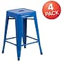 Flash Furniture 24" High Backless Blue Metal Indoor-Outdoor Counter Height Stool with Square Seat, 4 Pack (4CH3132024BL)~#|#~sp137091038_sc7