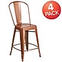 Flash Furniture Commercial Grade 24" High Copper Metal Indoor-Outdoor Counter Height Stool with Back, 4 Pack (4ET353424POC)~#|#~sp137091050_sc7