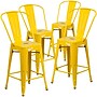 Flash Furniture 24" High Yellow Metal Indoor-Outdoor Counter Height Stool with Removable Back, 4 Pack (4CH3132024GBYL)~#|#~sp137091064_sc7