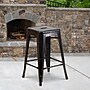 Flash Furniture 24" High Backless Black-Antique Gold Metal Indoor-Outdoor Counter Stool with Square Seat, 4 Pack (4CH3132024BQ)~#|#~sp137091065_sc7