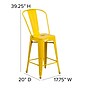 Flash Furniture 24" High Yellow Metal Indoor-Outdoor Counter Height Stool with Removable Back, 4 Pack (4CH3132024GBYL)~#|#~sp137091085_sc7
