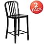 Flash Furniture 24" High Black Metal Indoor-Outdoor Counter Height Stool with Vertical Slat Back, 2 Pack (2CH6120024BK)~#|#~sp137091212_sc7