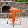Flash Furniture 24" High Backless Orange Metal Indoor-Outdoor Counter Height Stool with Square Seat, 4 Pack (4CH3132024OR)~#|#~sp137091319_sc7